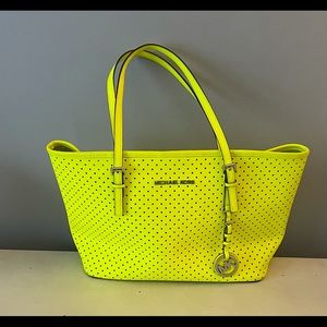 Michael Kors neon yellow tote purse bag